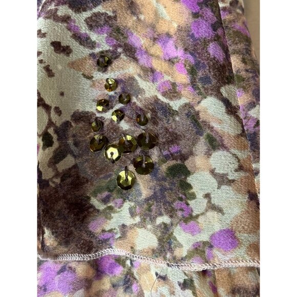 Diane Von Furstenberg Skirt Women 2 Brown Silk Snakeskin Sequins Tiered Mini - Picture 4 of 8